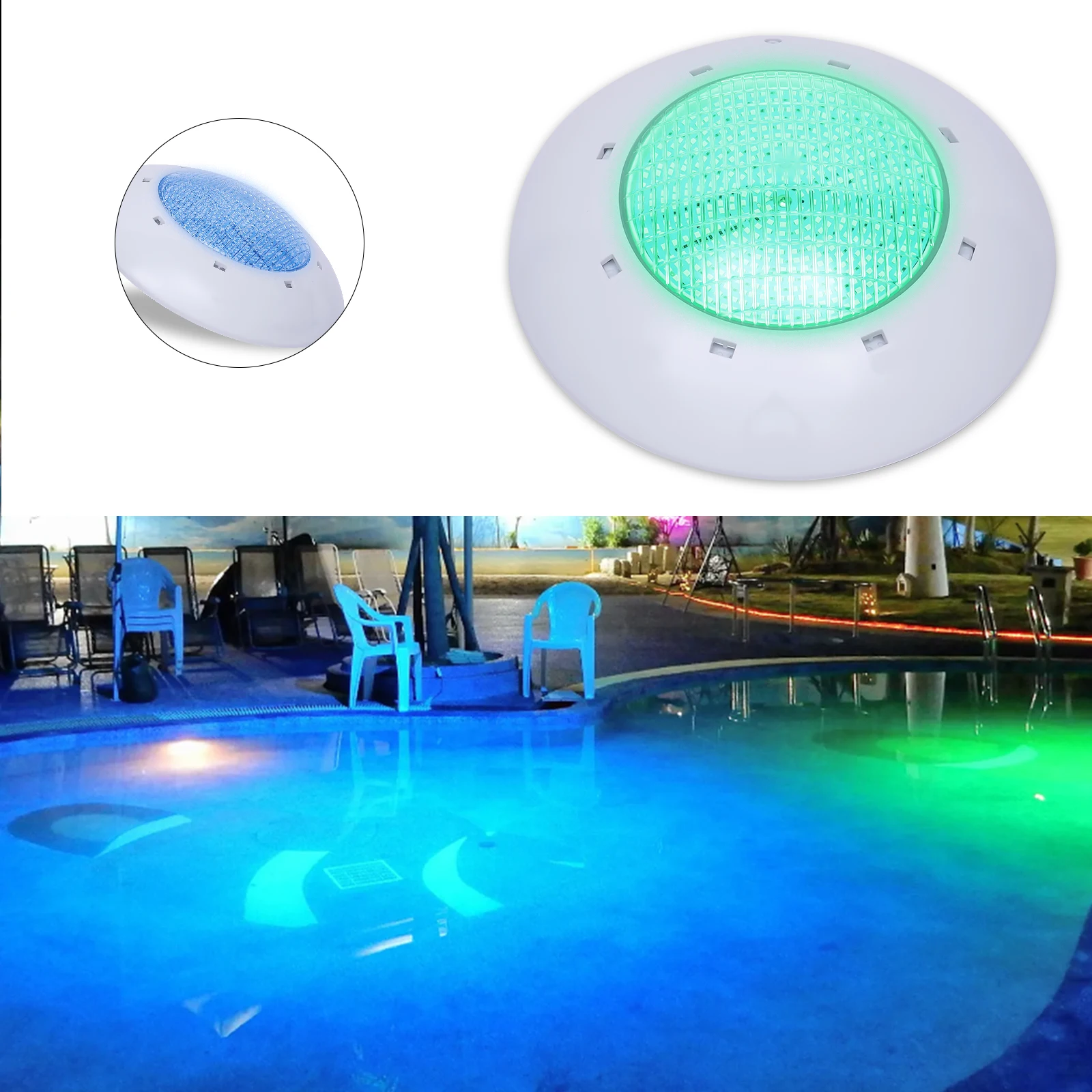 AC12V Wall Mounting Underwater Pool Light Lamp LED Light Source IP68 W/Remote Control