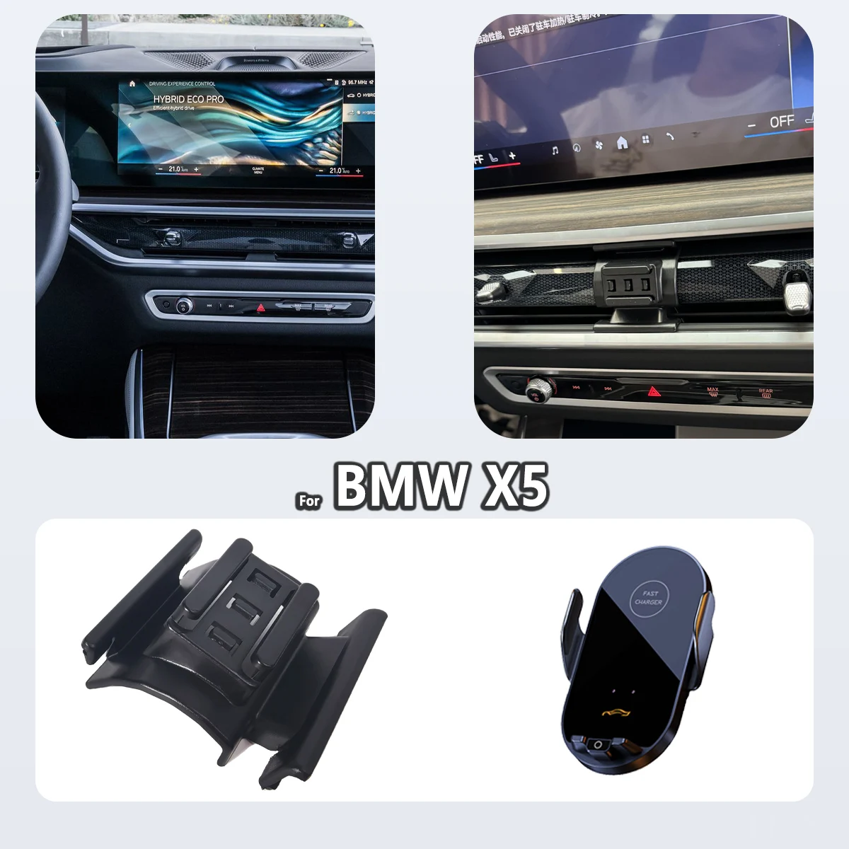 Suporte de telefone especial para bmw x5 g05 2023 2024 2025 suporte magnético de telefone para carro com detecção inteligente acessórios de base invis
