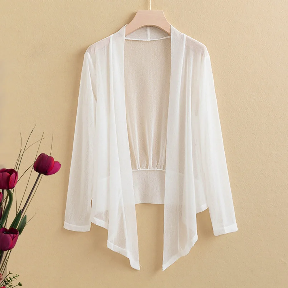 

Lightweight Simple Summer Women's Cardigan Long Sleeve Breathable Air-Conditioning Shirt Thin Beach Short Cardigan for Women