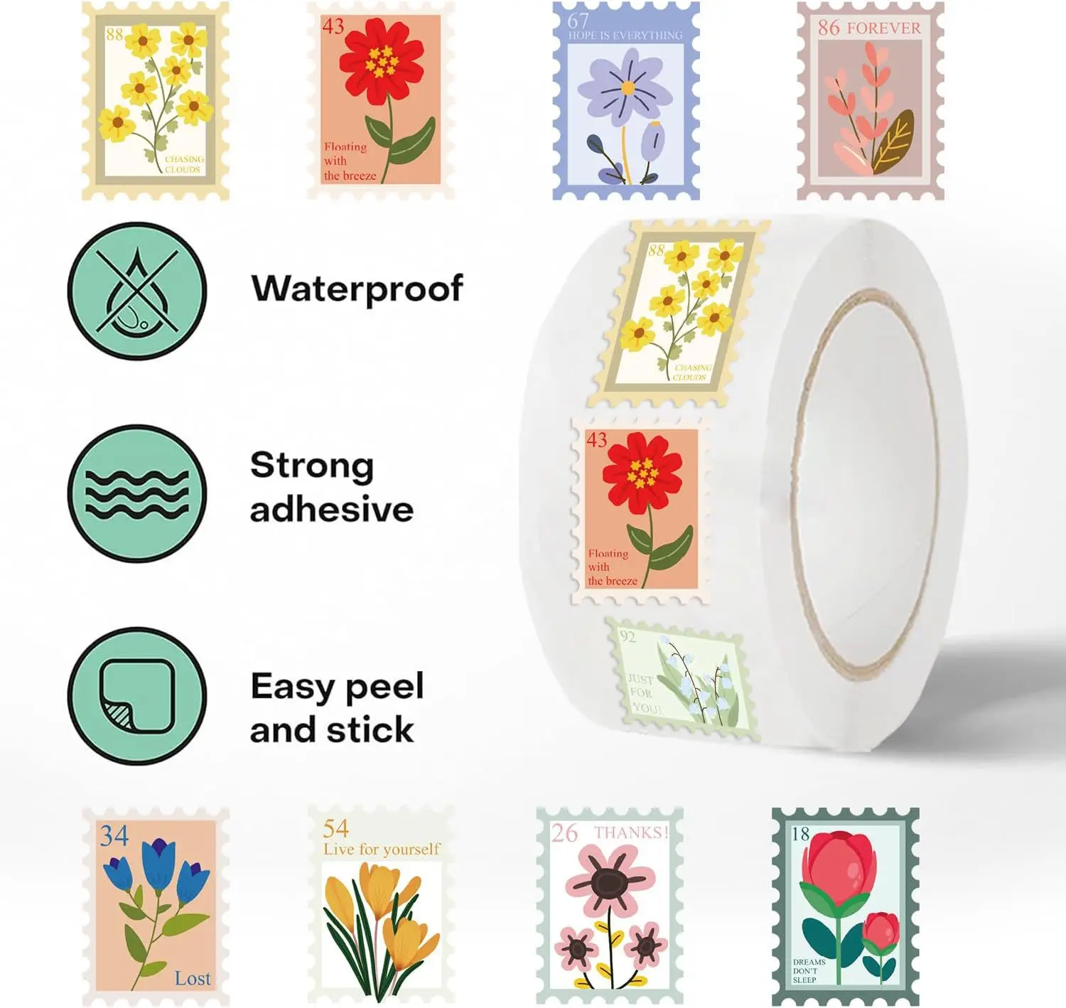 500 قطعة ملصقات لفة ملاحظة ملونة ملصق يدوي الصنع ملصقات الكتابة على الجدران الكرتونية DIY بها بنفسك الهاتف الغيتار المحمول دفتر حقيبة هدايا مقاومة للماء #4