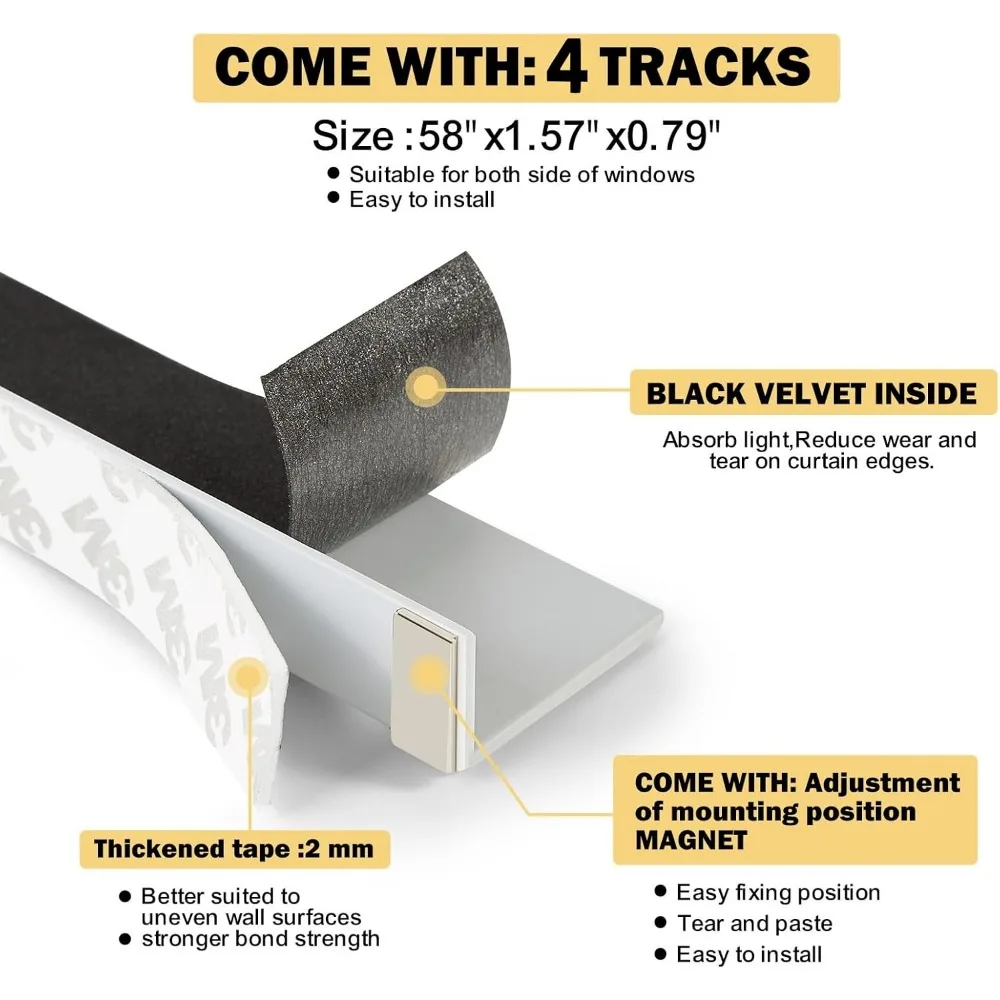 شرائط حجب الضوء للنوافذ - حاصرات الضوء الجانبية لستائر التعتيم والظلال، وإكسسوارات الظل اللاسلكية #3