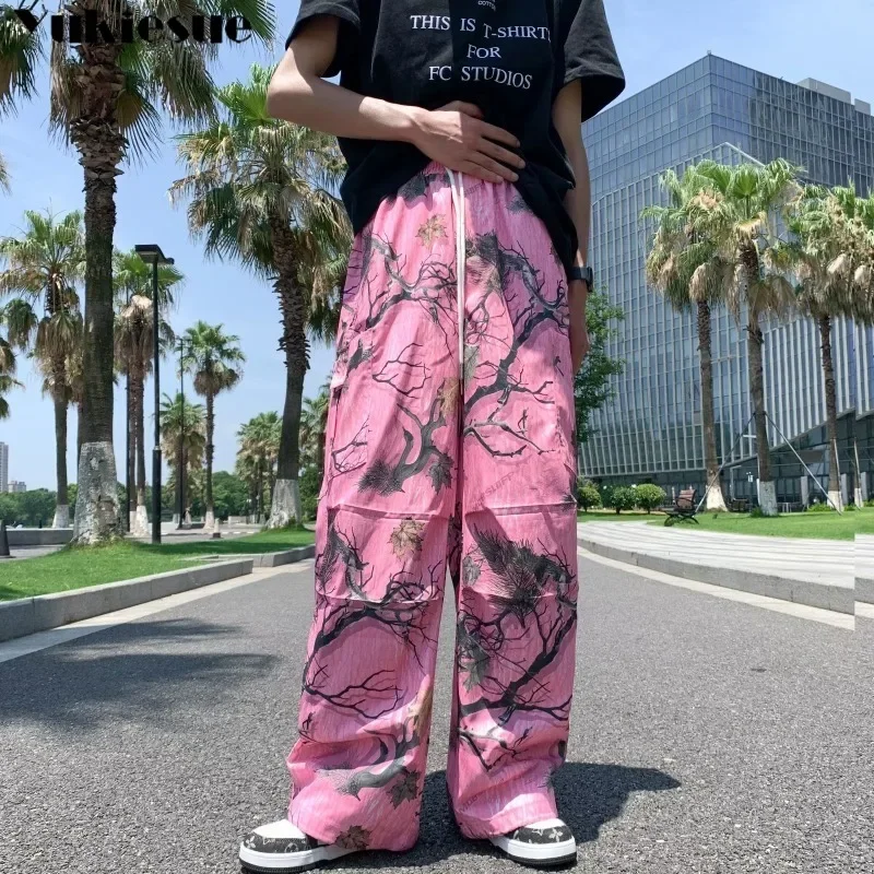 

2023 new Tie dyed branch graffiti casual pants baggy trousers Women's clothing conservative slacks Trendy clothes Fashion Style