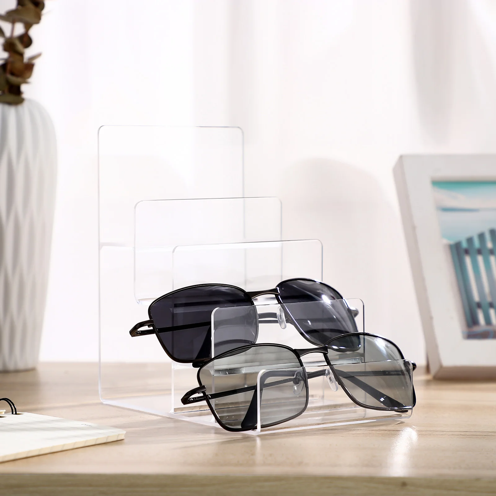 

Acrylic Glasses Frame Rack Shelf Purses Stand Holder Storage Organizer Wallet Clutch Travel