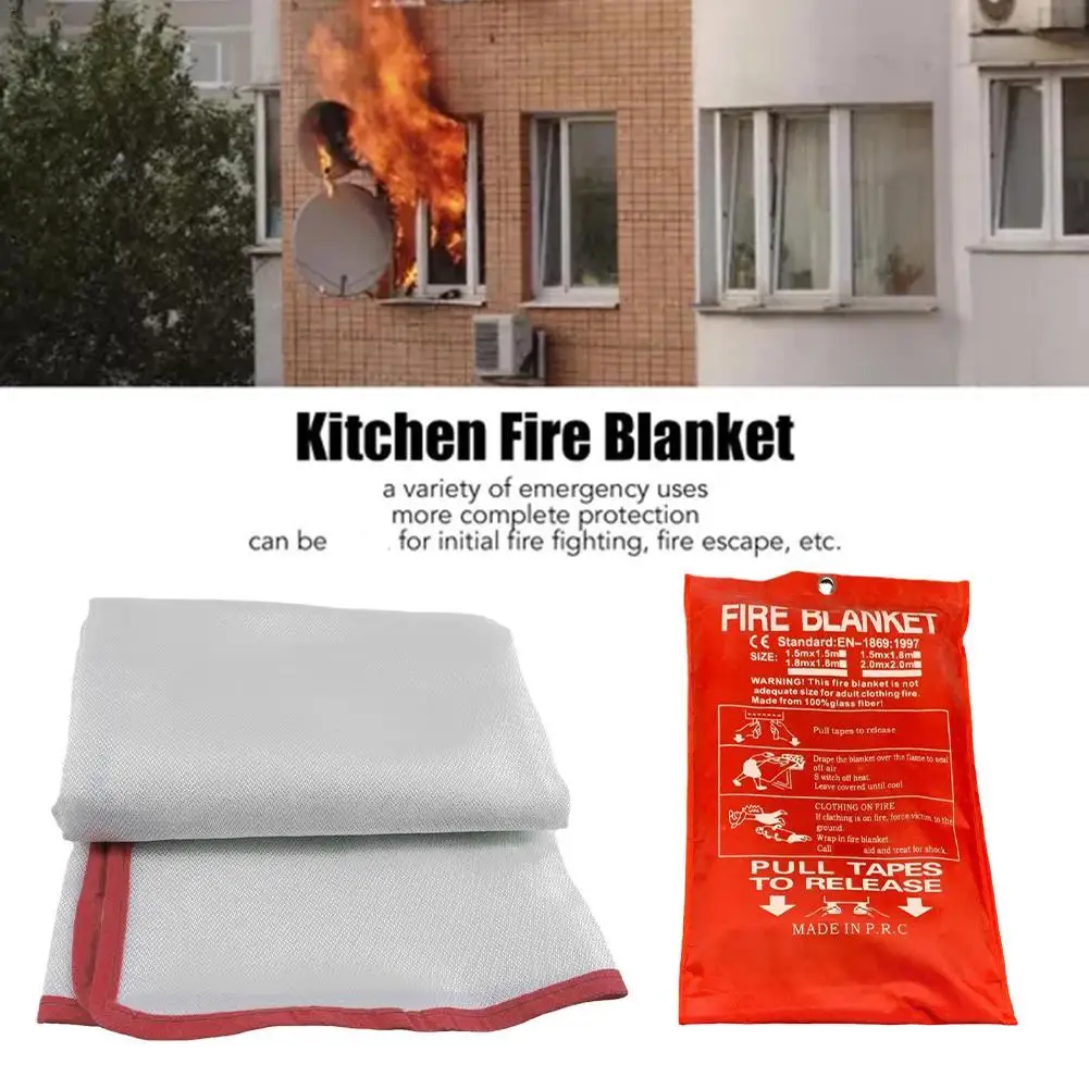 Fire Blanket 2M*2M Fire Flame Retardant Emergency Survival Fire Shelter Safety Cover Fire Extinguisher For Home Kitchen Safety