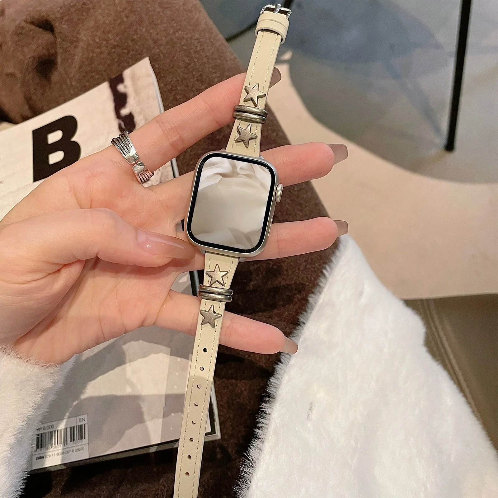 

Star metal leather compatible iWatch strap 38mm 40mm 41mm 42mm 44mm 45mm 49mm fashionable strap