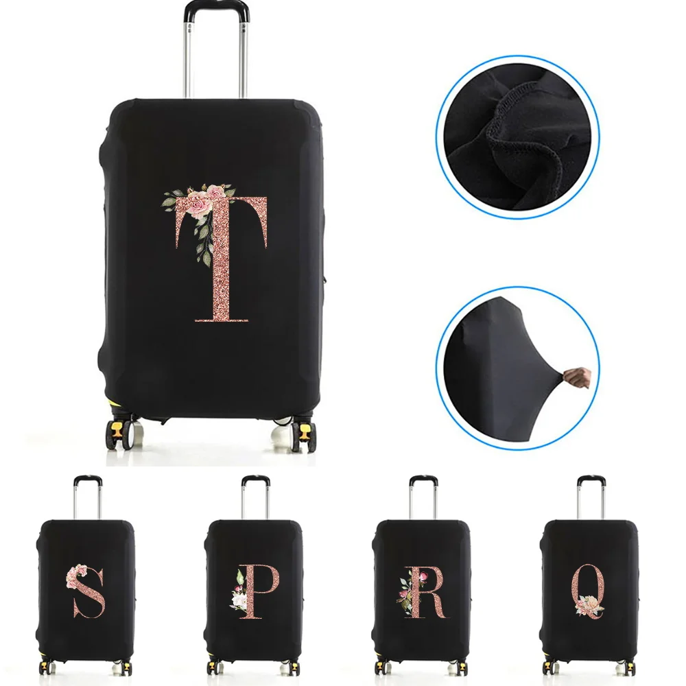 

Elastic Luggage Protective Cover Suit for 18-32 Inch Bag Suitcase Covers Rose Gold Letter Name Pattern Washable Trolley Cover