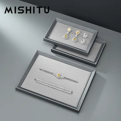 MISHITU Premium PU Leather Jewelry Display Tray Jewelry Storage Pallet for Necklace Bangle Ring Earring Bracelet Storage Tray