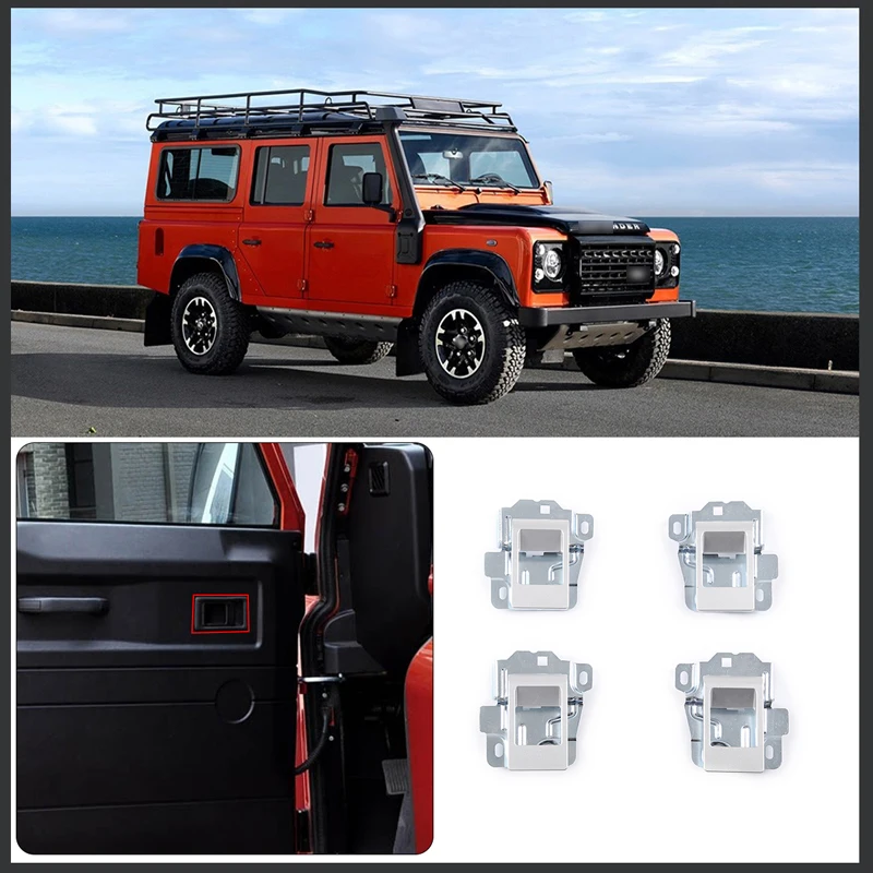 For 2004-18 Land Rover Defender 90 110 aluminum alloy silver car interior door bowl handle decorative cover sticker accessories