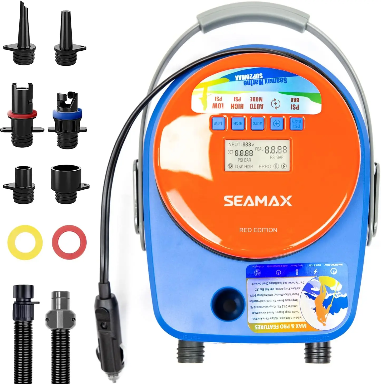 Seamax Sup Electric Air Pump For Inflatable Paddle Board & Boat, High Speed Double Stage For Inflation And Deflation, Max 20