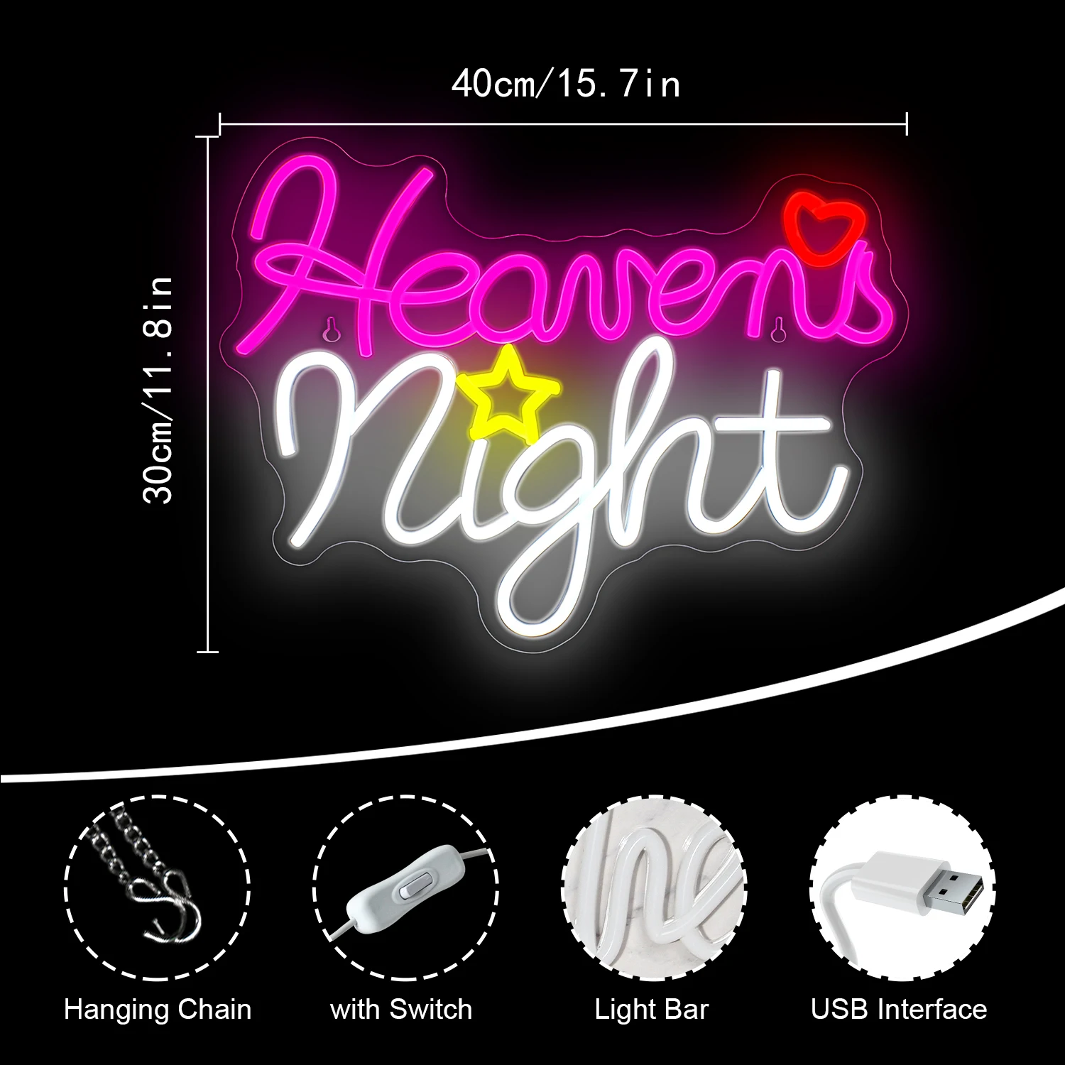 Imagem -04 - Heavens-led Night Neon Sign para Wall Decor Usb Powered Festa Casa Bar Pub Homem Caverna Sala de Jogos Decoração