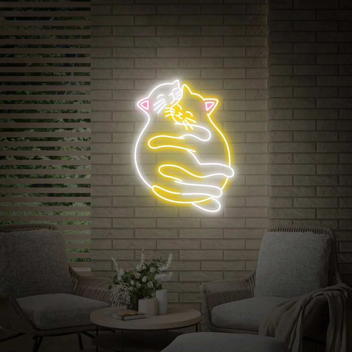 Custom Hug Cat Led Neon Sign Animal Neon Sign Bedroom Wall Decor Animal Lover Gifts Neon Decor Cat Night Light Birthday Gifts