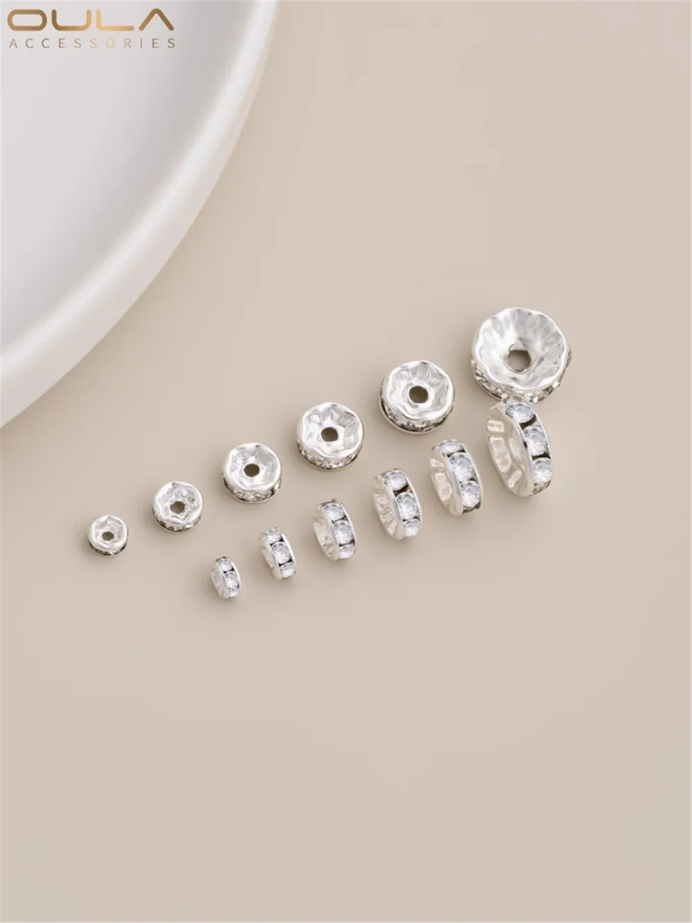 Thick Silver Water Drill Ring DIY Handmade Spacer Wheel Bead Calculation Disc Bead Belt Drill Spacer Bead Jewelry Accessories