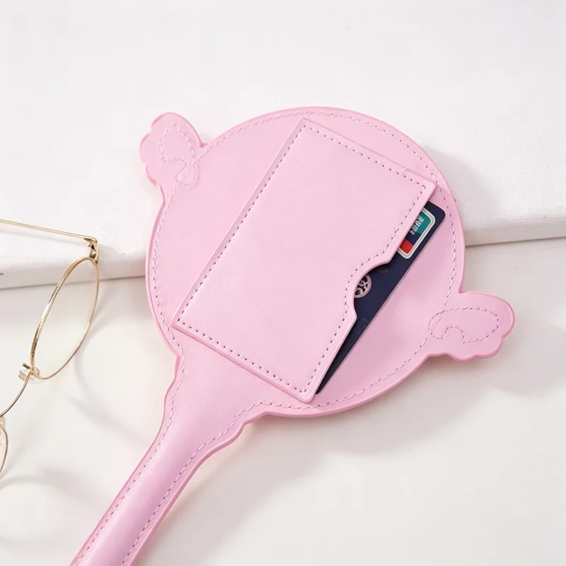 PU Leather Cute Anime Magic Wand Card Holder Kawaii Star Wing Design Bus Subway ID Credit Card Cover Portable Cartoon Card Bag
