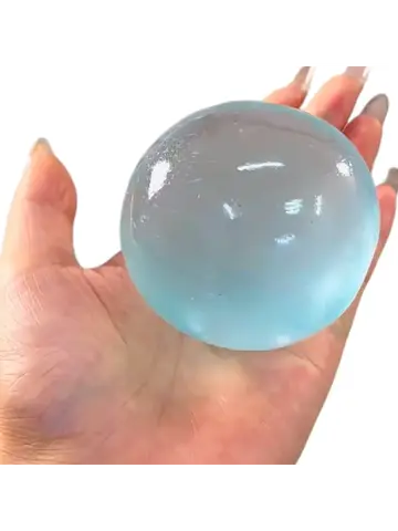New Moldable Slow Rebound Blue Coconut Oil Handmade Squeezing Ball, 6cm Round Malt Stress Relief Squeeze Toy