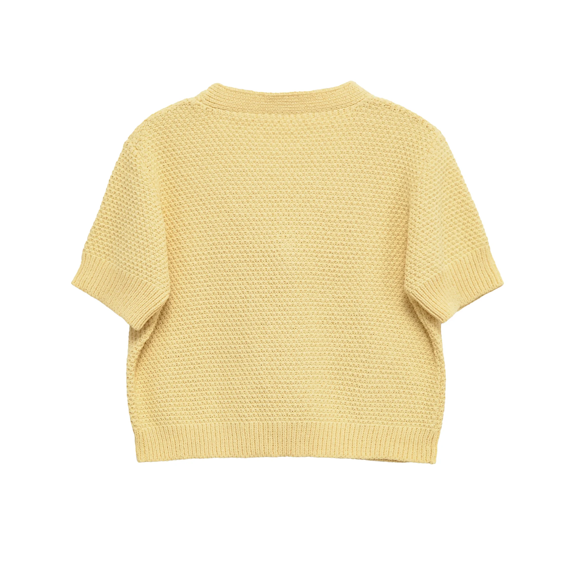 

Women's Thin V-Neck Short Sleeve Cardigan Sweater Top Star Button Decorative Knitted Jacket 6771066