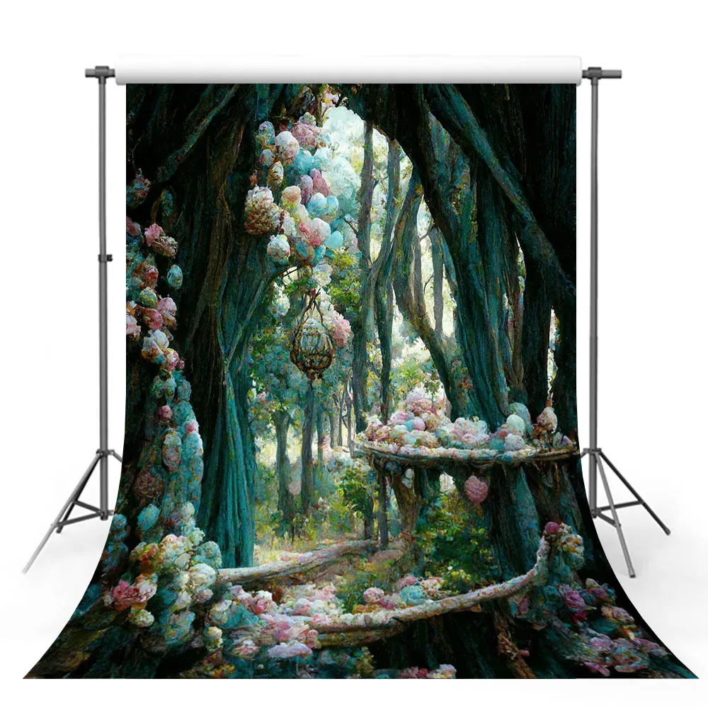 Mehofond Retro Oil Painting Forest Backdrop Photography Abstract Texture Child Birthday Portrait Jungle Background Photo Studio