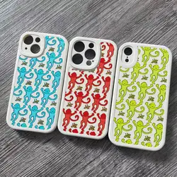 Preppy Blue Monkeys Pattern Tempered  Phone Case For Iphone 15 14 13 Pro Max 12 11 Mini X Xr Xs 7 8 Puls Cover