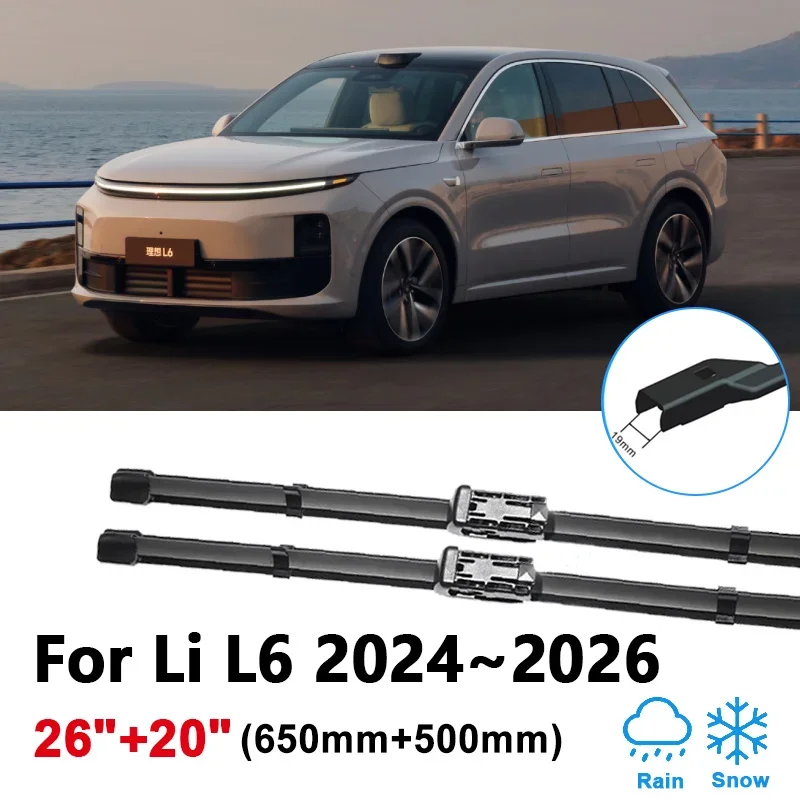 

26"+20" For Lixiang Li L6 2024 2025 2026 Car Front Wiper Blades Rubber Window Windscreen Front Wipers Brushes Auto Accessories