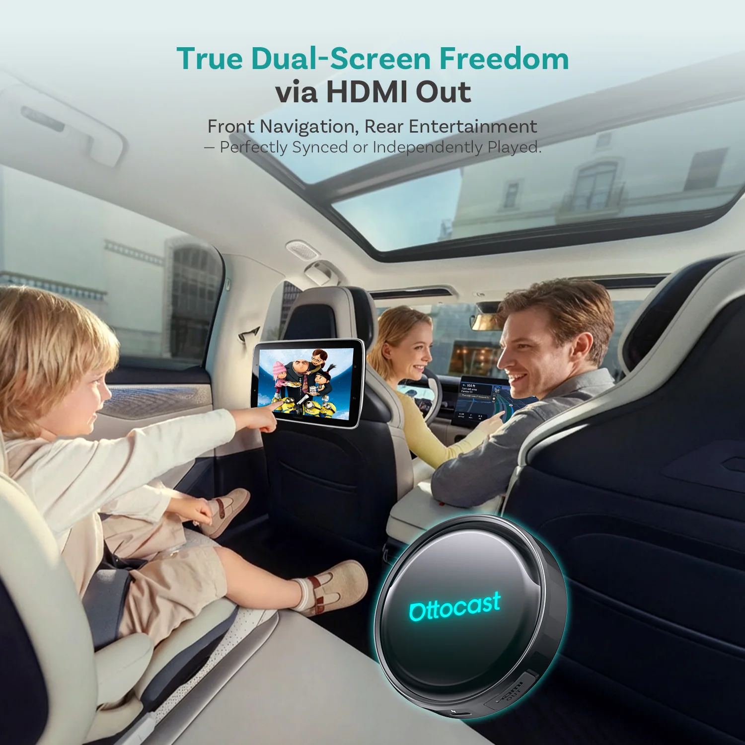 OTTOCAST P3 Pro Android Car Box Smart Car System for Car with AI Voice Assistant Cloud SIM 4G Dual Screen Fast Wireless Connecti