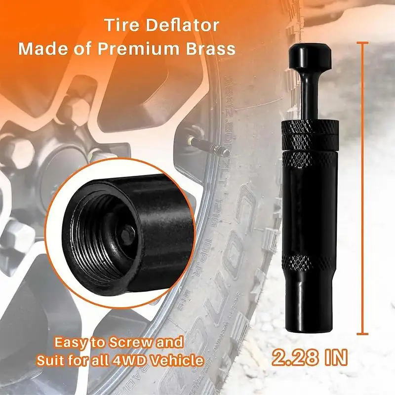 Tire Deflators Offroad Accessories Adjustable Tire Air Deflators 4 Pieces 4x4 Spin-on Tire Inflator Tool 10-30 PSI Auto-Stop