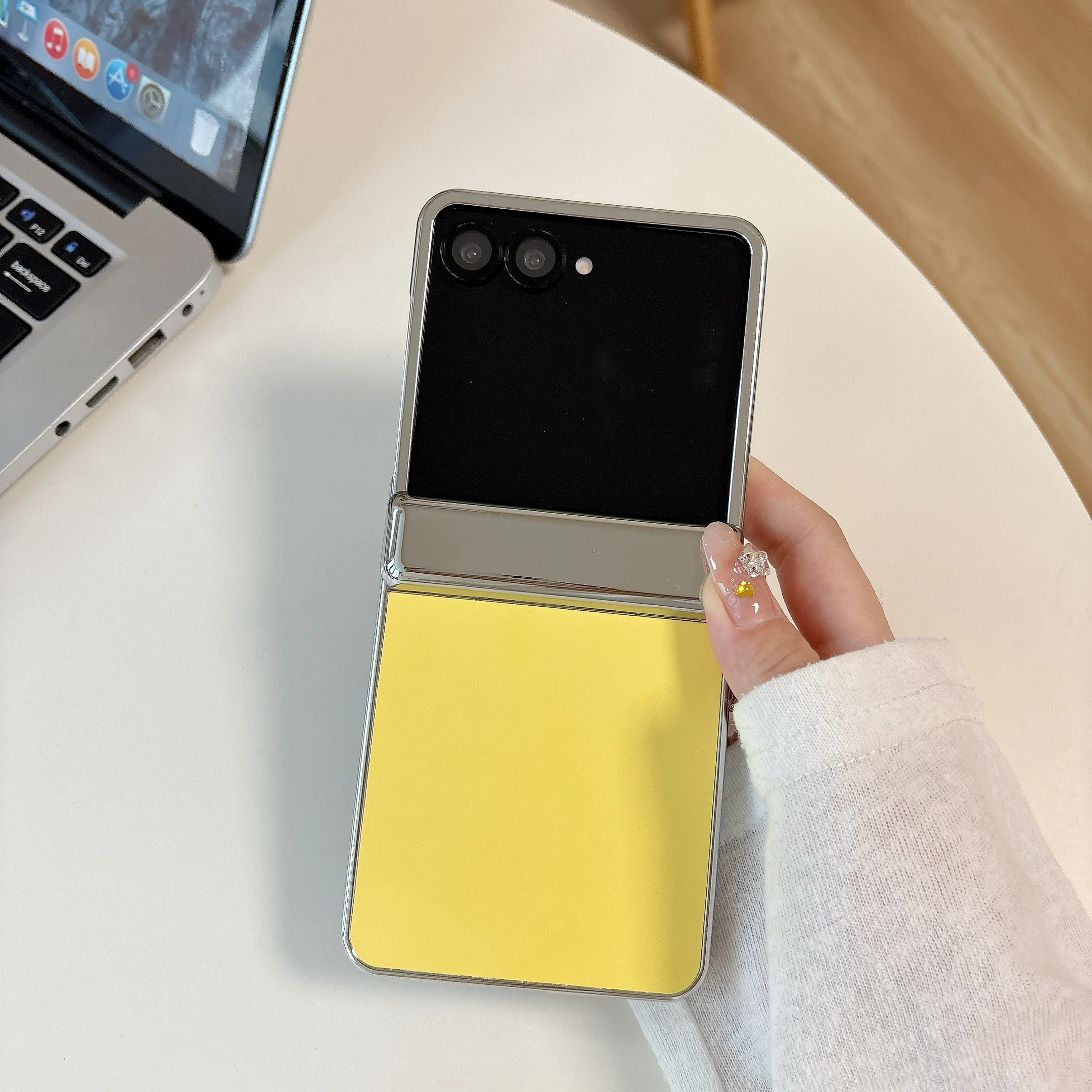 

Для Samsung Galaxy Z Flip 3 4 5 6 7 FE шарнир гальванический сплошной цвет складная защитная жесткая задняя крышка аксессуары Funda