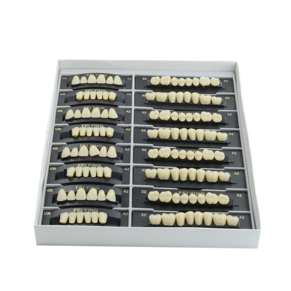 84 pçs/caixa dental resina sintética conjunto de dentes a2 a3 sombra de duas camadas acrílico dentadura boca cheia falso cuidados orais falso conjunto completo de dentes