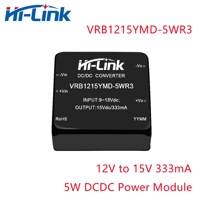 

Free Shipping 2pcs/lot 9-18V Input to 5W 15V 333mA Output DC DC Power Supplies Isolated Power Module VRB1205YMD-5WR3 Converter