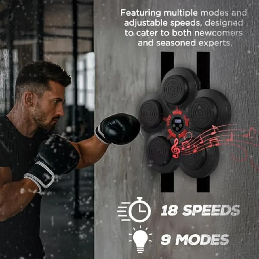 Music Boxing Machine Bluetooth Wall Punching Pad with LED Fun Training Equipment for Adults Home Boxing Wall Punching Pad with
