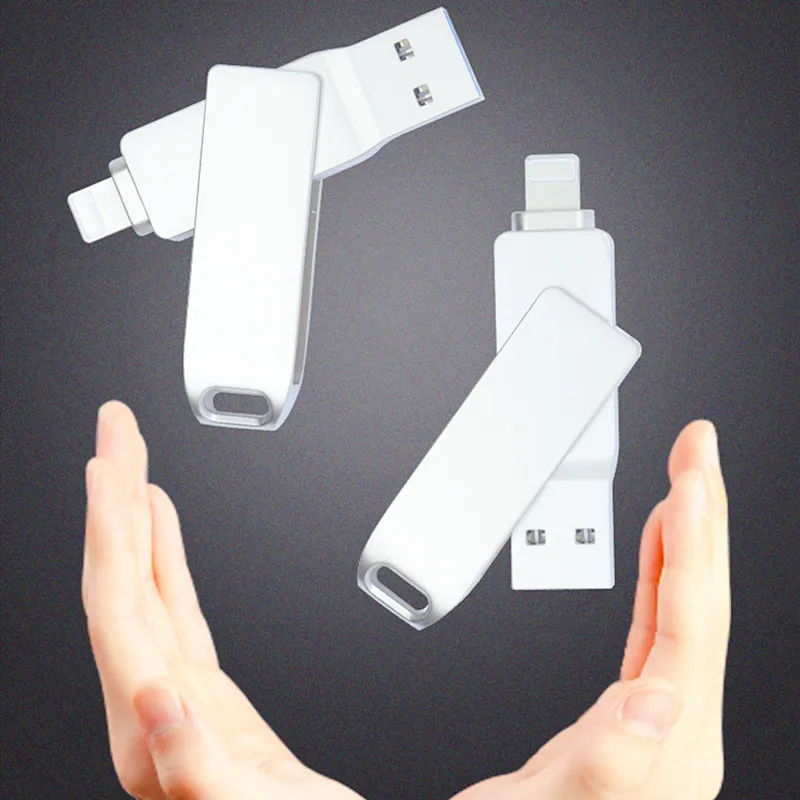 Rotate Usb 3.0 Flash Drive for iPhone 256GB with 2 in 1 USB-A to lightning interface usb3.0 pendrive for Iphone11/12/13 /14 Ipad