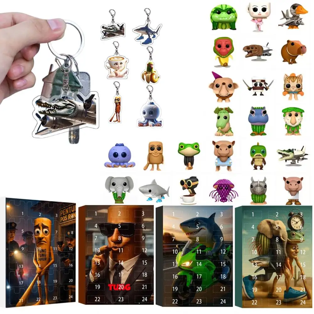 

Christmas Advent Calendar Italian Brainrot Figure Set Tun Sahur Tralala Crocodilo Shimpanzini Countdown Calendar Holiday Gift
