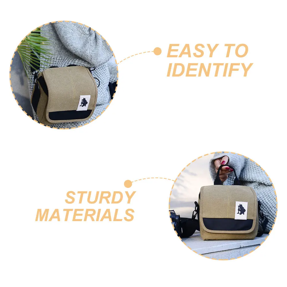 Camera Bag Canvas Waterproof Multi-Functional Stylish Portable Shoulder Strap Camera Case Protector Pouch Outdoor Storage Small