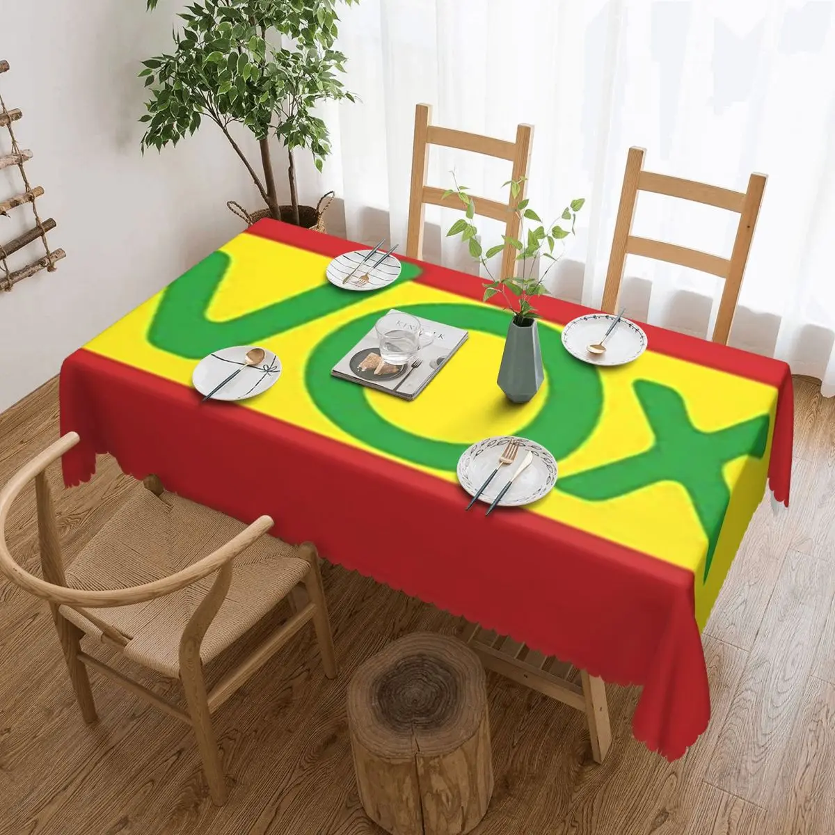 Espana Vox Logo España Fiesta Política Español Personalizado Mantel Rectangular Cubierta de Mesa a prueba de aceite para Comedor Eventos Mantel