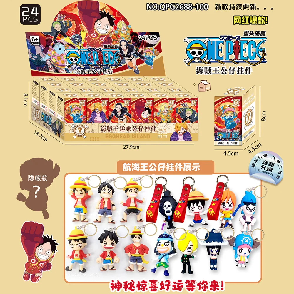 

New 24pcs One Piece Anime Figure Fire Fist Luffy Ace Pendant Doll Keychain Toy Action Figurine School Gift Wholesal