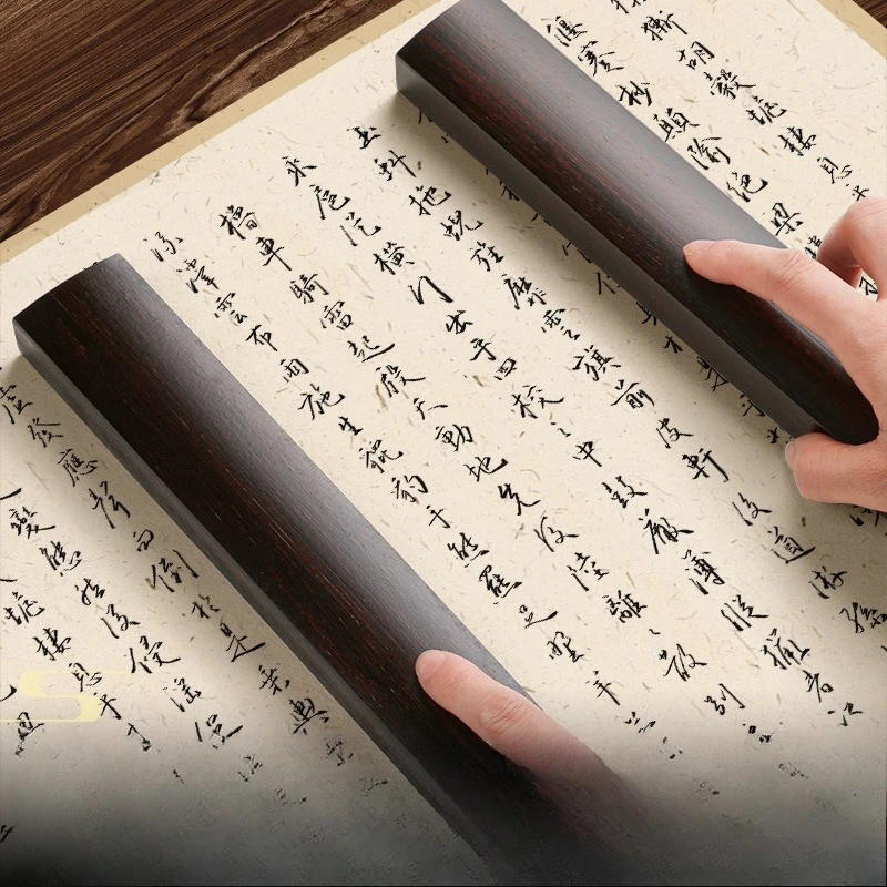 Solid Wood Calligraphy Paperweight Pair Multi Sizes Wooden Press Ruler for Beginner Student Chinese Writing Stationery