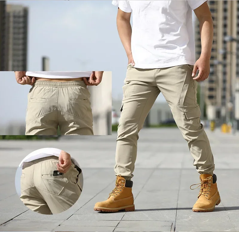 2025 Spring and Summer Men's Multi-pocket Tooling Casual Trousers Sports Outdoor Multi-bag Overalls Trousers