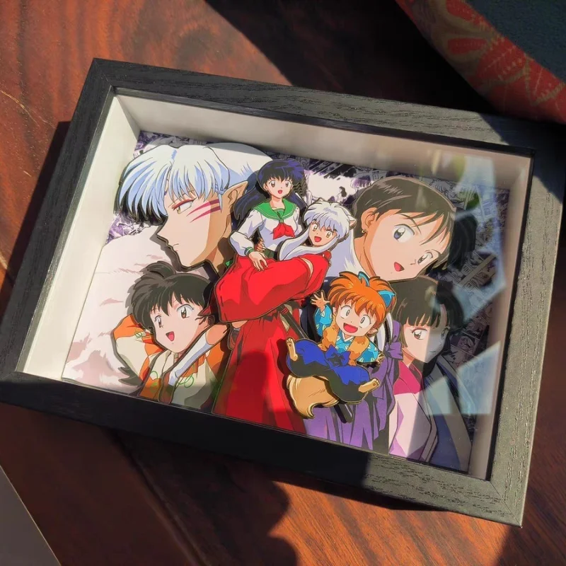 

Classic Anime Inuyasha 3D Decorative Painting Higurashi Kagome Figure Handmade Decorative Picture Frame Desktop Decoration Gifts