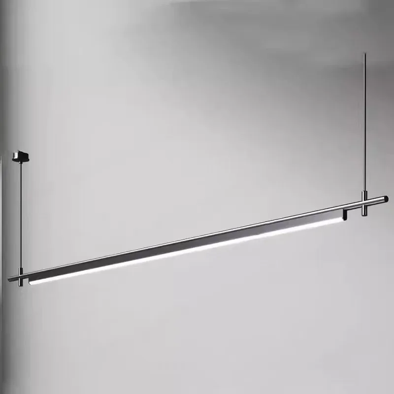 Modern Led Linear Pendant Lamp Dimmable Black for Kitchen Table Dining Room Chandelier Lighting Designer Lighting Luster Fixture