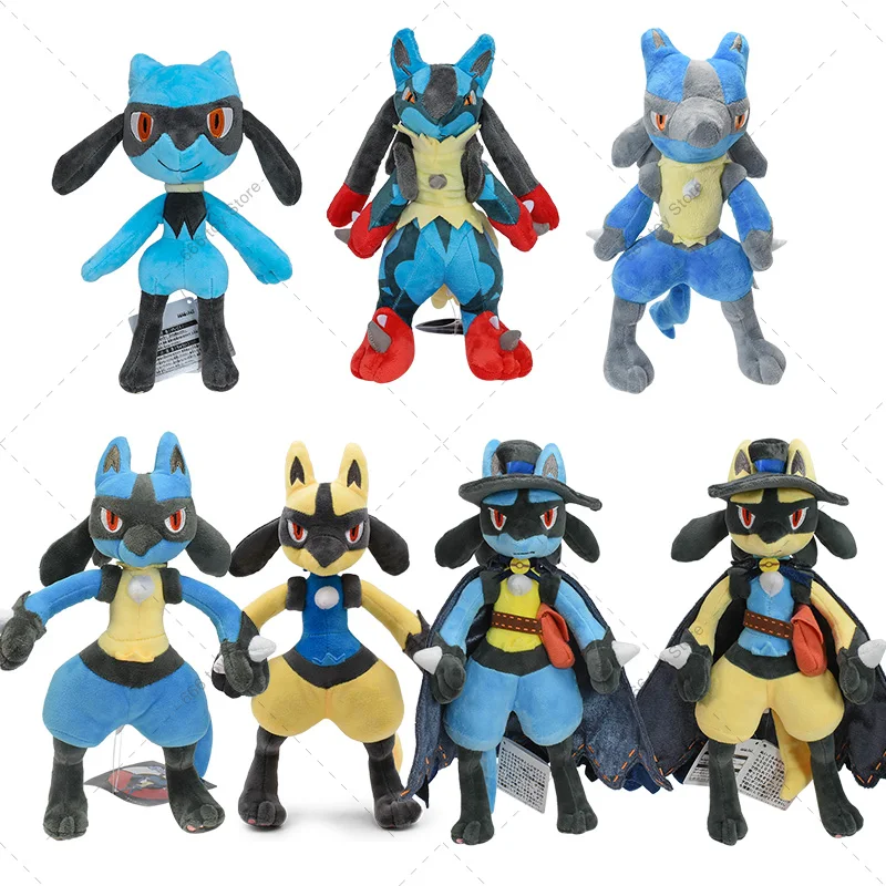 7 Styles Pokemon Plush Riolu Mega Lucario Shiny Lucario Stuffed Doll Toy Cute Peluche Toy Christmas Halloween Gifts