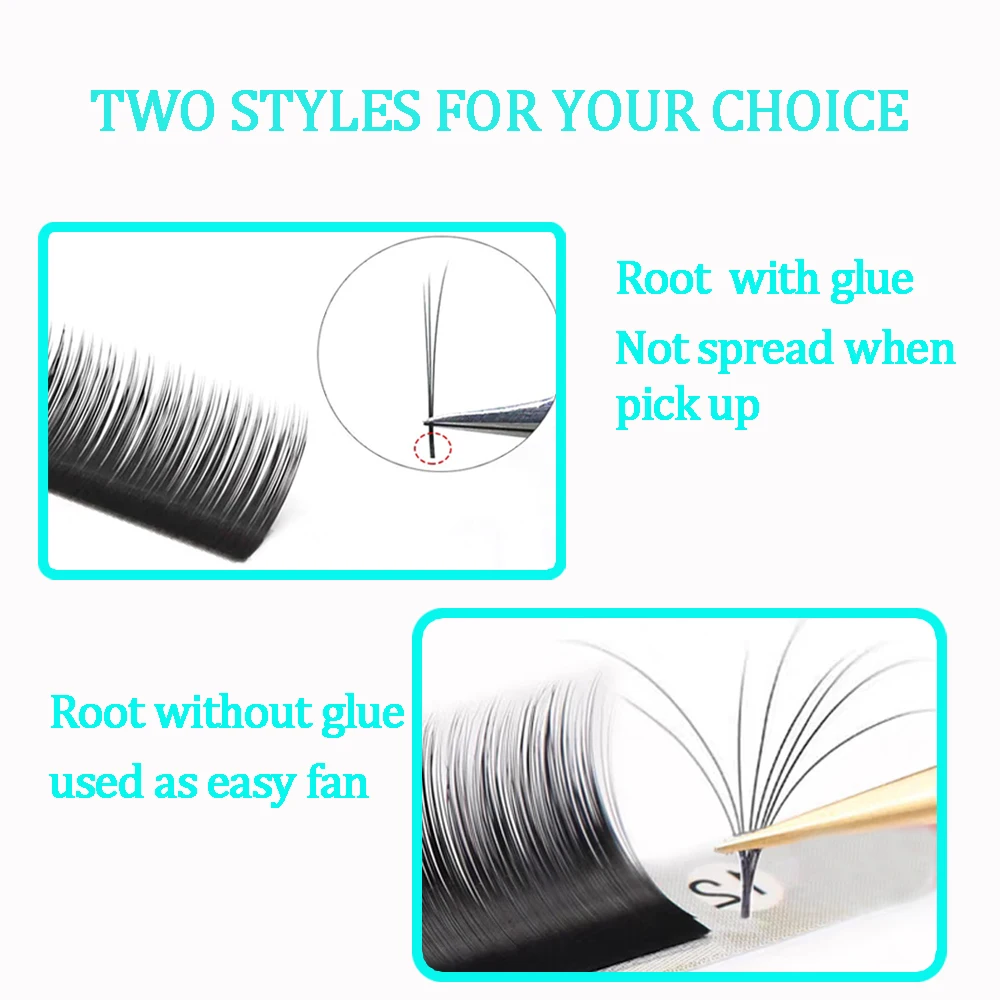 Faux Mink Silk False Eyelash Extensions - Natural Soft Easy Fanning Individual Lashes LB LU LC LD LJ Types