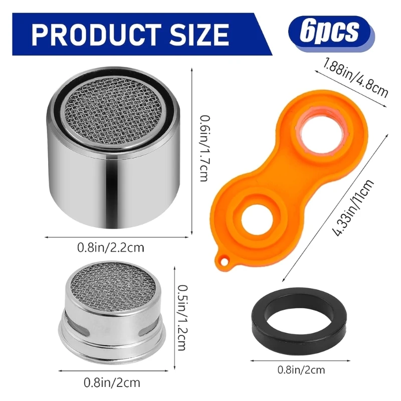 A1W1 6 шт. фильтр для раковины в ванной комнате с гаечным ключом с внутренней резьбой, водосберегающий кран, аэратор