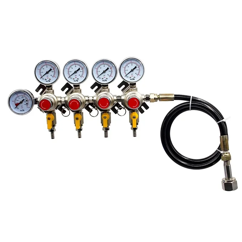 Primary CO2 Regulator Manifold Draft Beer 4-way with High Pressure Hose