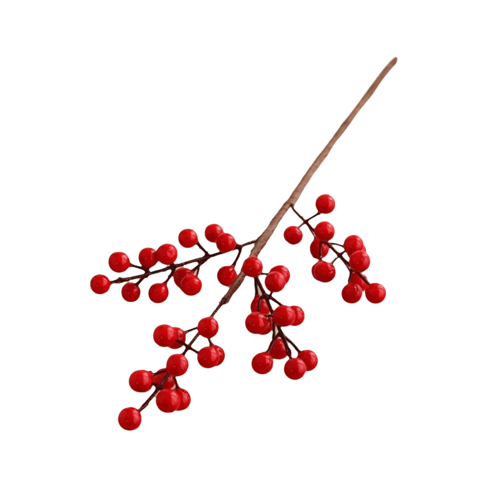 

Crafts DIY Red Berry Branche Snow Frosted Reusable Artificial Holly Berries Wreath Decor Realistic Fake Plant Home Decoration