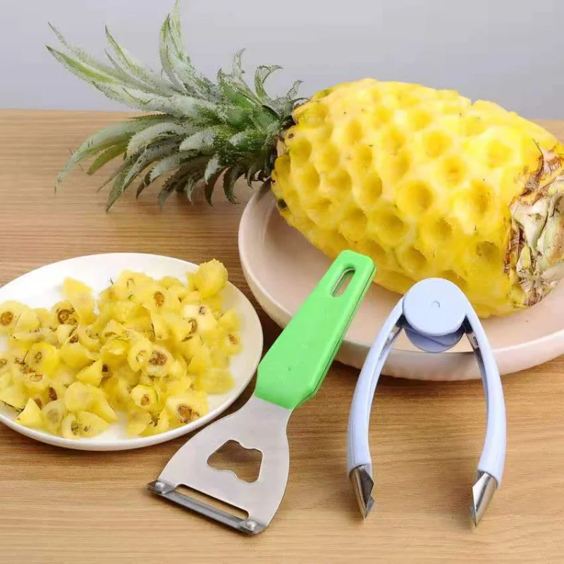 

Pineapple Peeler Stainless Steel Fruit Pineapple Eye Remover Strawberry Tomato Remover Tool Planer Clip Peeling Knife Tool Gift