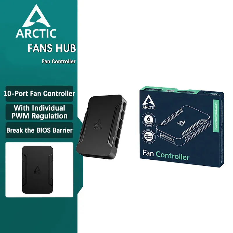 ARCTIC Fan Controller Computer Case 10-Port Fan Controller With Individual PWM Regulation SATA Power/10 x 4-Pin PWM-Socket