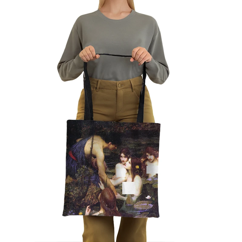 Famous Oil Painting By John William Waterhouse Print Tote Bags Soul of The Rose Women Handbags Ladies Canvas Shoulder Bag