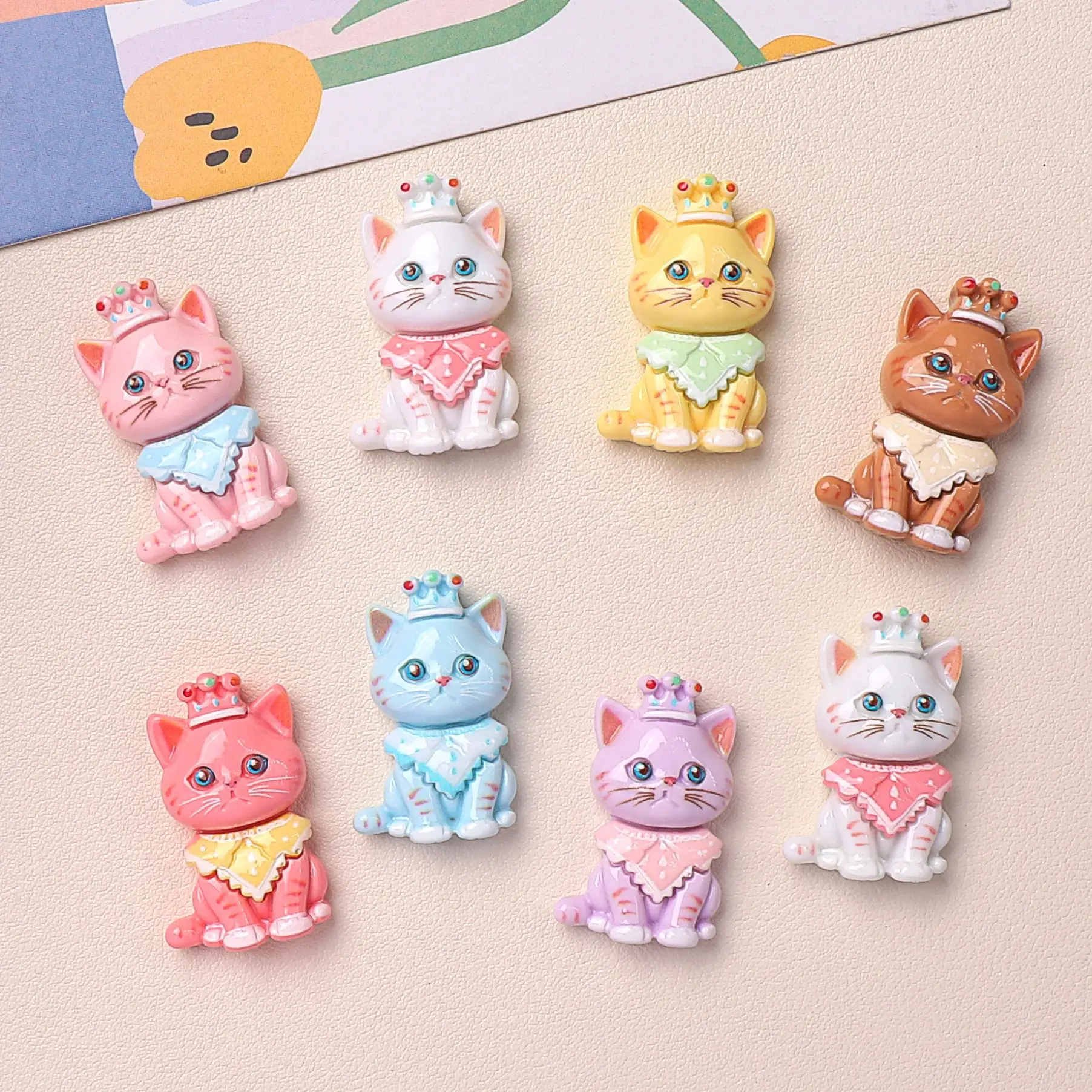 

Kawaii Cartoon Crown Cat Resin Flatback Cabochon DIY Scrapbooking Decorative Crafts Making Headgear Accessories