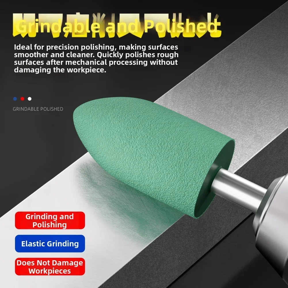 1pc Grinding Head Premium Rubber Polishing Heads For Jade Agate Metal Wood Mirror Finish Cylindrical Grinding Tools Accessories