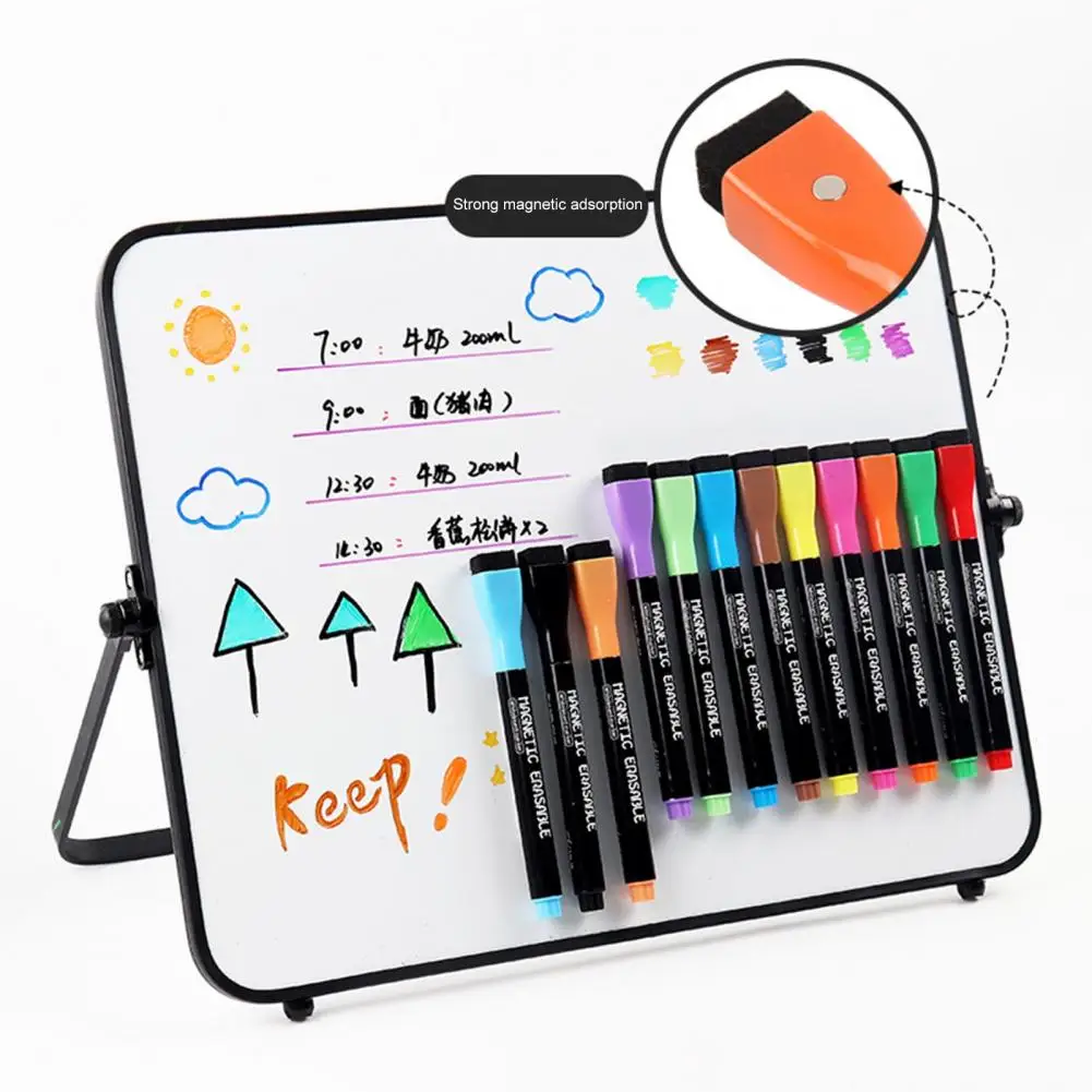 Canetas de iluminador líquido magnético, marcador Whiteboard, planejamento do calendário, cores vibrantes para a escola, 12 pcs