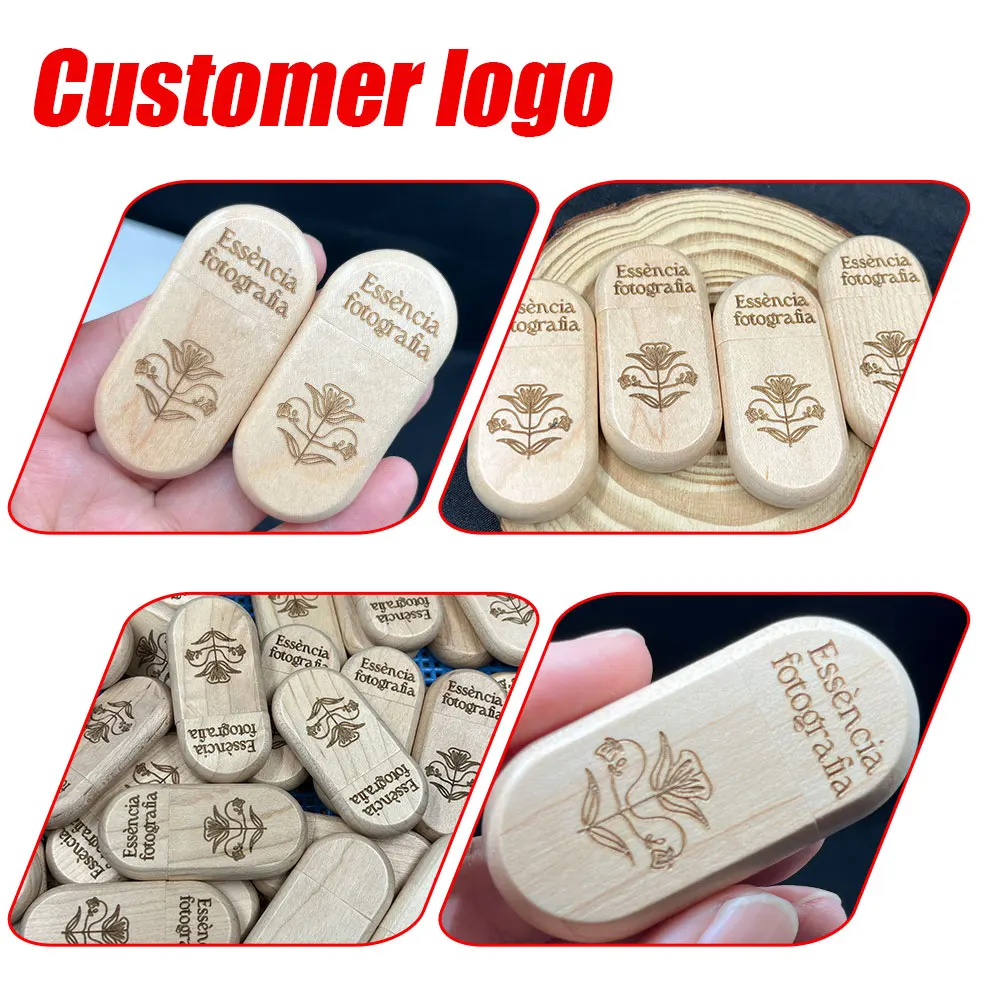 (1 PCS Gratis LOGO) Album Unik Kayu Walnut USB+Kotak Flashdisk USB 8GB 16GB 32G 64G Fotografi 3.0 (ukuran 170*170*35 mm)