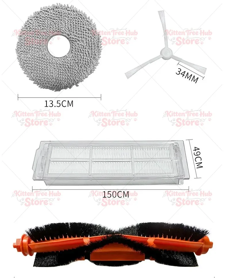 C101 Replacement Parts Kit for Robot Vacuum Side Brush Main Brush Filter Mop Pads Cleaning Solution Robotic Vacuum Accessories
